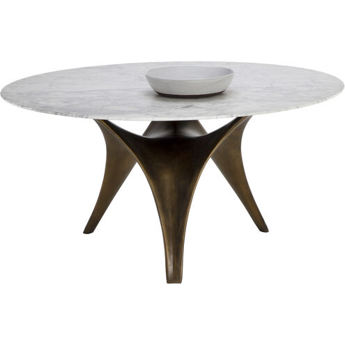 Bijon 59 X 29.5 inch Matte White / Antique Bronze Dining Table